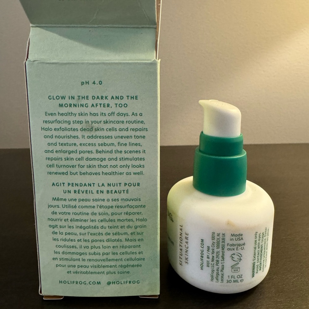 HoliFrog Halo AHA BHA Evening Serum 1 oz 30 ml Full Size NIB EXP 9/27 - Picture 2 of 5